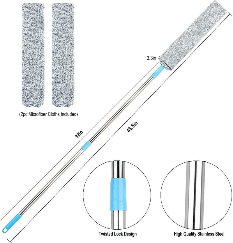 ARAINY Retractable Gap Dust Cleaner Under Appliance Microfiber Duster Dust Brush with Extension Pole (36 to 49 inches) Cleaning Duster for Bed High Ceilings Furniture Bottom Household Gap Duster Gray - Image 5